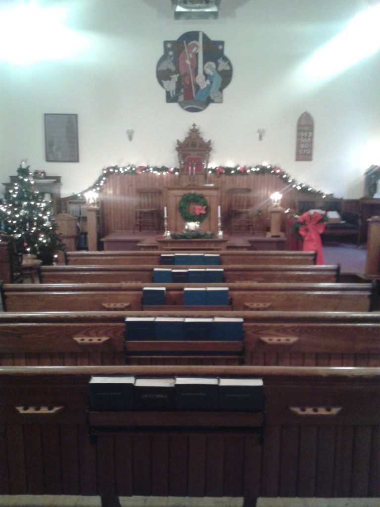 Inside of the church at christmas